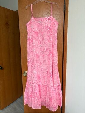 NWT Lilly Pulitzer Rozalie linen maxi dress Conch Pink Penny’s Playground 14 16